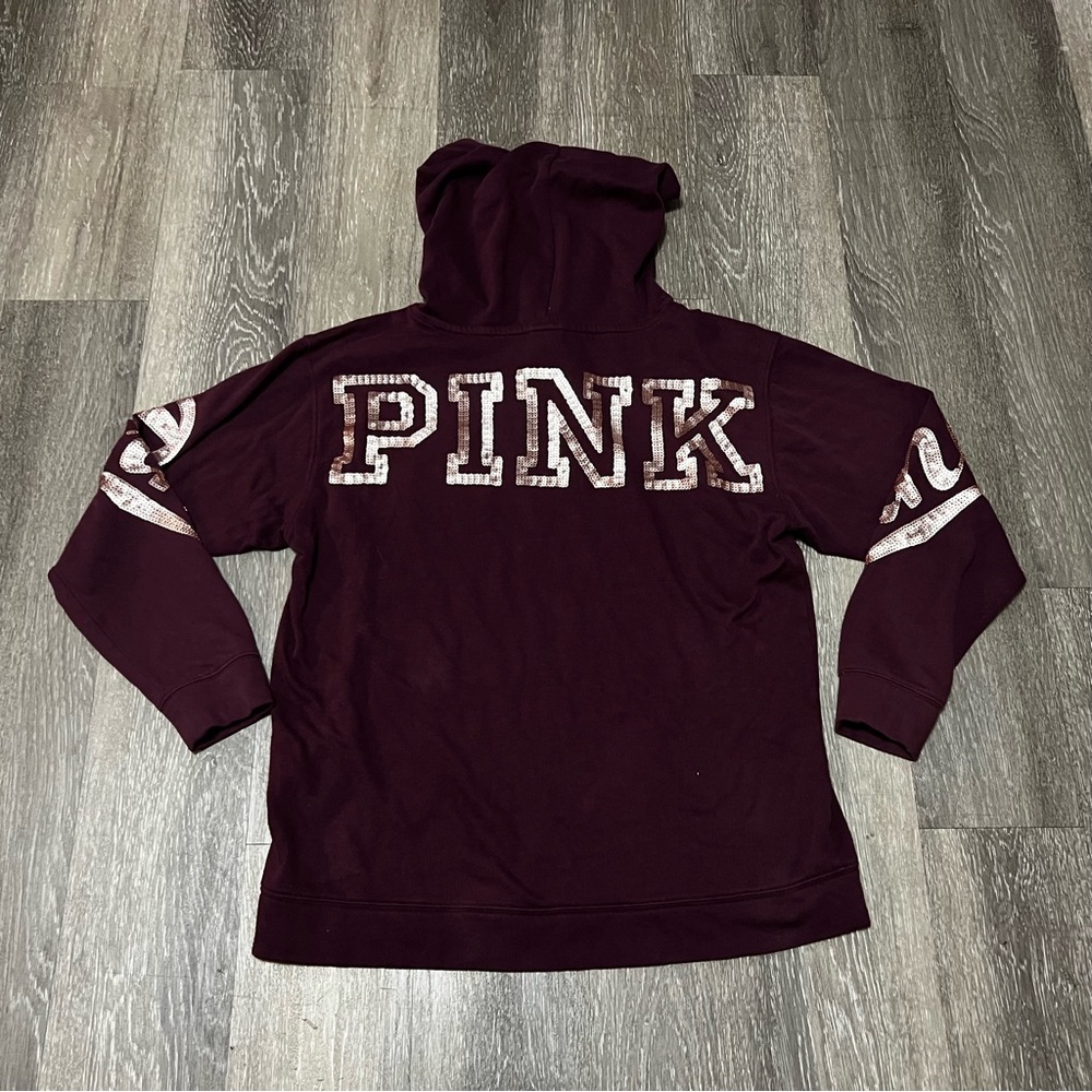 Victoria's Secret PINK Sequin‎ Hoodie Red Women's Medium Vintage 2000's Y2K